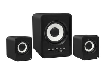 acoustic system, speakers for a computer, on a white background