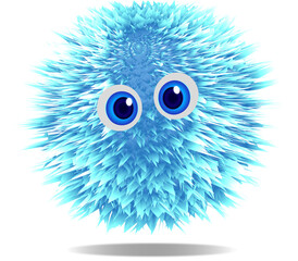fluffy, blue, with eyes, cute image
