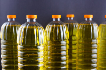 photo of bottles with sunflower oil