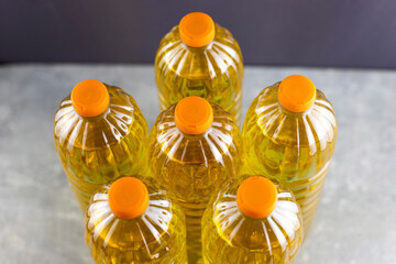 photo of bottles with sunflower oil