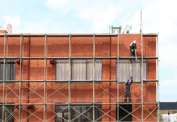 外装工事の足場職人Scaffolding craftsman for exterior work