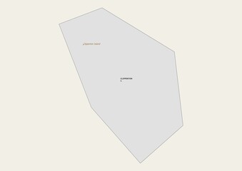 Isolated map of Clipperton Island with capital, national borders, important cities, rivers,lakes. Detailed map of Clipperton Island suitable for large size prints and digital editing.