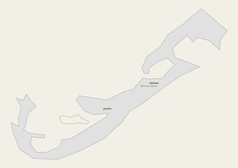Isolated map of Bermuda with capital, national borders, important cities, rivers,lakes. Detailed map of Bermuda suitable for large size prints and digital editing.
