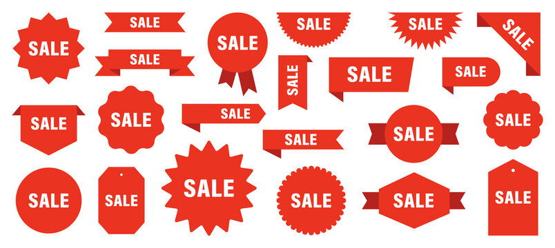 Set of label icons. Special offer or shopping discount label. Promotional sale badge. Vector illustration.