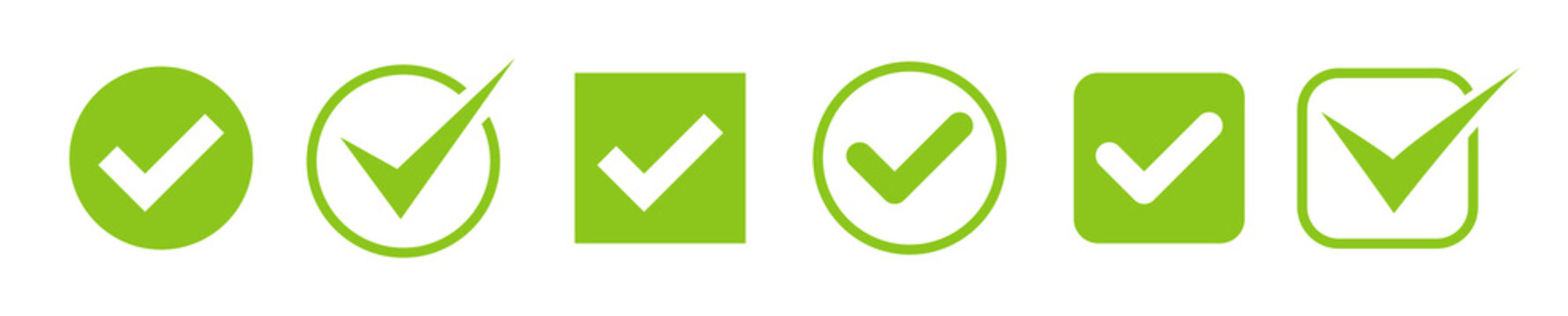 Set of green check marks icons.