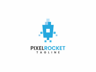 pixel rocket logo template, rocket and pixel concept