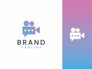 Obraz premium video conversation logo template, video camera and message logo concept