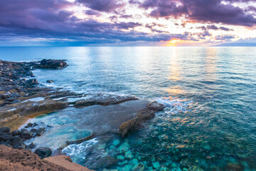 Naklejka premium Beautiful sunset on Tenerife canary island coast