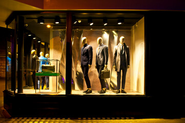 Shop window with male fashion in Cambridge, England - 496541856