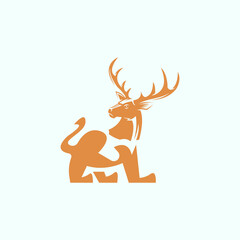 deer head lion body vector icon logo