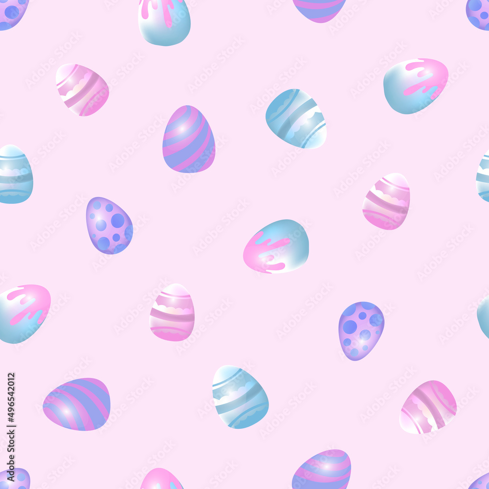 Poster seamless pattern with different easter eggs.