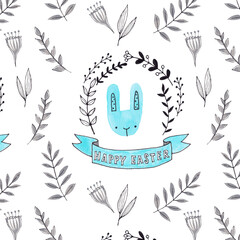 watercolor easter patterns with flowers bunnies and eggs