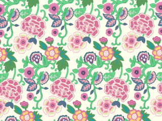 Hand drawn seamless floral flower pattern vector
