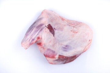 butcher shop - raw lamb shank isolated on white background top view