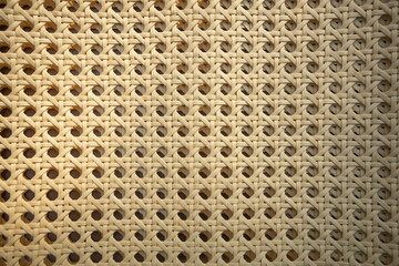 Photo of the texture of wicker furniture. Vintage woven straw background.Rattan furniture.