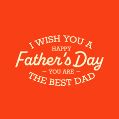 Vintage Happy Fathers Day retro typography banner. Father's day text on red background. Vector illustration