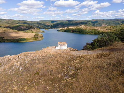 Aerial view of Pchelina Reservoir, Bulgaria