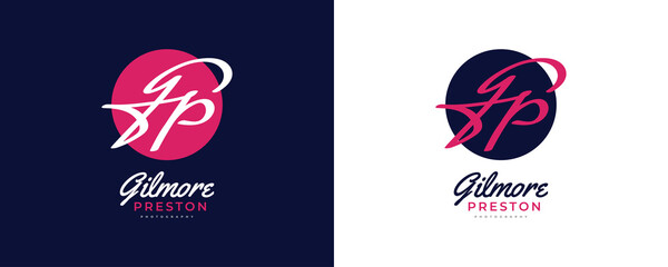 Initial G and P Logo Design in Elegant and Minimalist Handwriting Style. GP Signature Logo or Symbol for Wedding, Fashion, Jewelry, Boutique, and Business Identity
