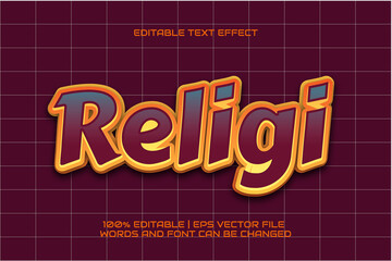 Religi text effect, editable vector font effect.