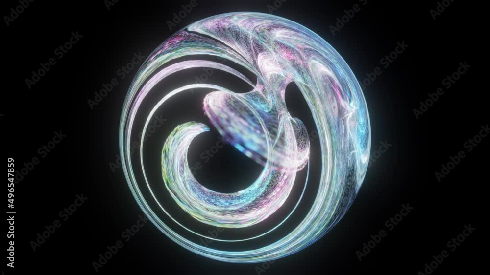 Poster bright abstract glowing , swirling organic circle. digital particles wave in spiral formation with b