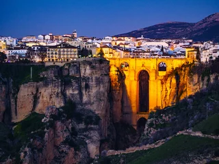 Cercles muraux Ronda Pont Neuf Night view of Ronda town with old bridge, Andalusia, Spain.