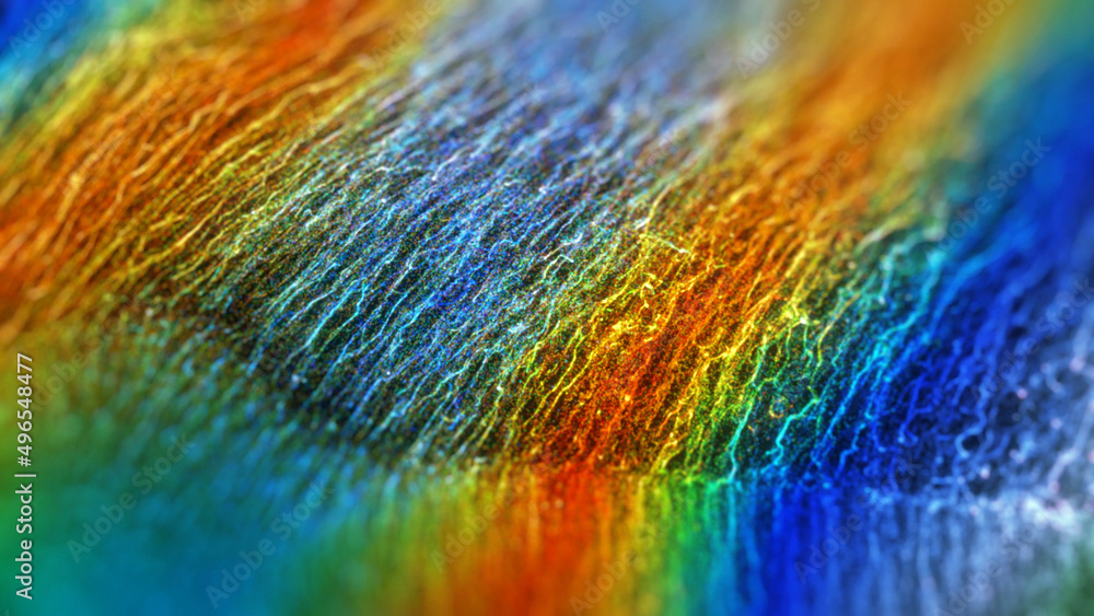 Poster abstract energy background with rainbow particles. colorful digital particles wave with bokeh and li