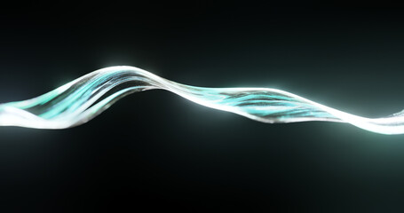 Beautiful blue Color ribbon, light abstract particle waves. Glow Ribbon sparkles. Curved lines. Power energy, Shining neon streaks. 