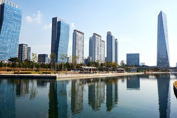 Fototapeta na wymiar Songdo Central Park in Incheon, South Korea. 