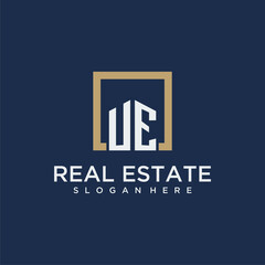 Obraz na płótnie Canvas UE initial monogram logo for real estate design