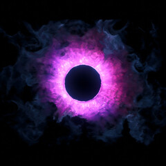 Ring of colorful pink and purple magic smoke, Fantasy portal effect. Abstract flames in motion around a circle. plasma energy, electric purple. center copy space.