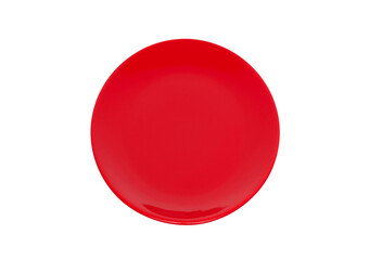 Red plate isolated on the white background