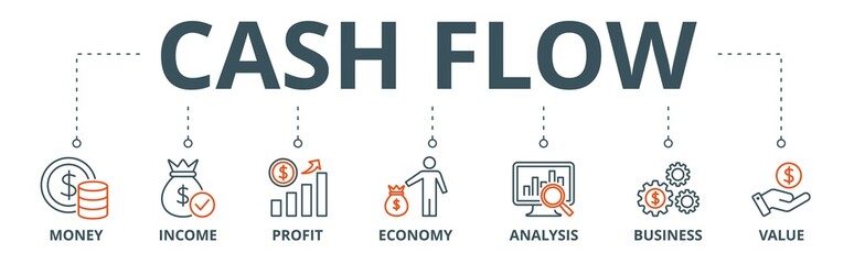 Cash flow banner web icon vector illustration concept for business and finance circulation with icon of money, income, profit, economy, analysis, business, and value