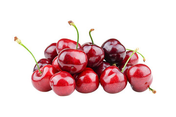 Red cherry heap isolated on white background.