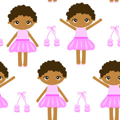 Repeating pattern of African American ballerina girl
