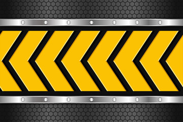 Metal texture yellow black arrow line vector illustration design background