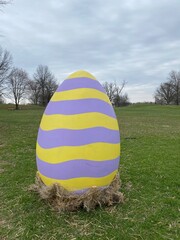 Yellow and Purple Striped Easter Egg