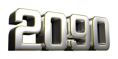2090 stainless steel gold rim 3D illustration on white background with clipping path.