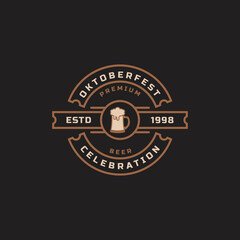 Vintage Retro Badge Oktoberfest Label Typographic Design Willkommen Zum Invitations Beer Festival Celebration Logo