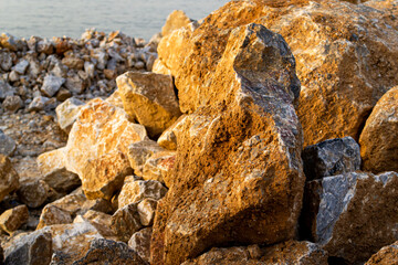 Fototapeta na wymiar close up detail of dry rock surface under natural light