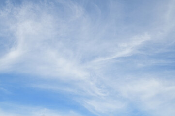 Bright Blue sky with white cloud. Beautiful sky background and wallpaper. Clear day and good weather in the morning.