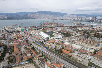 Aerial photo of izmir with drone during daytime
