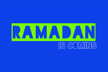 Ramadan is coming typography text vector design. Islamic conceptual typography text vector design. Islamic awareness poster, banner,  and t-shirt design.