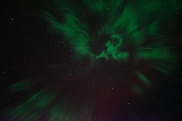 Overhead explosion of aurora Borealis