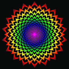 Psychedelic Mandala with rainbow colors