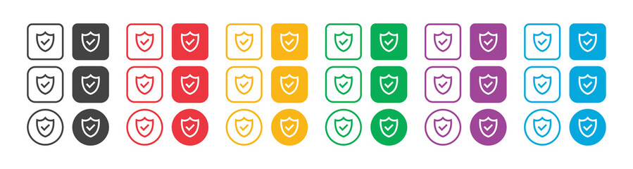 security shield icon check mark symbols Vector Illustration