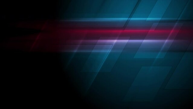 Glowing blue red shiny geometric tech abstract motion background. Seamless looping. Video animation Ultra HD 4K 3840x2160
