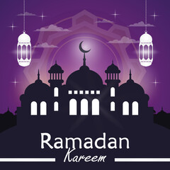 Ramadan Kareem greeting with calm islamic symbol close up illustration design
