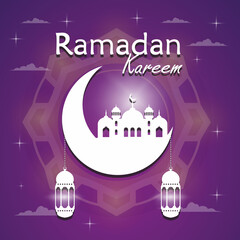 Simple Ramadan Kareem greeting with calm islamic symbol illustration