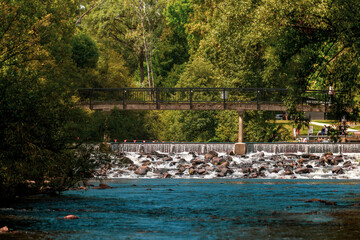 Fototapeta premium river dam and bridge