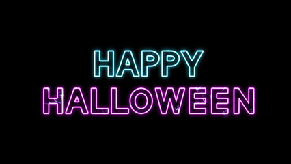 Happy Halloween multicolored neon text, creativity graphics and modern design